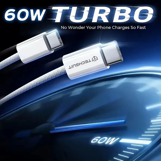 USB-C Data and Charging Cable - USB-C Techsuit PCB114D, 60W, 1m, Blue