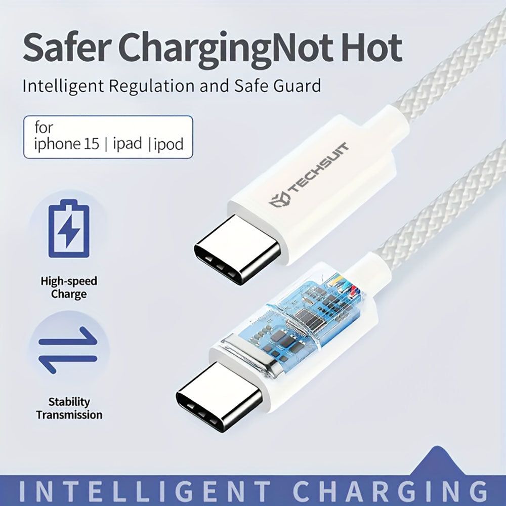 USB-C Data and Charging Cable - USB-C Techsuit PCB114D, 60W, 1m, Green