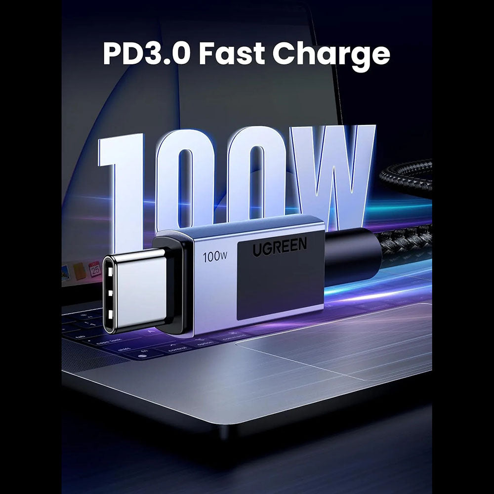 Câble de Données et de Charge USB-C - USB-C UGREEN L512, 100W, 1m, Gris