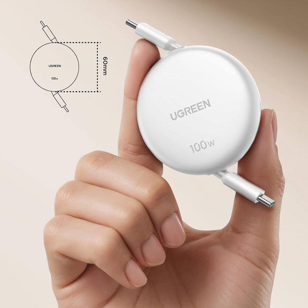Câble de Données et de Charge USB-C - USB-C UGREEN L531, 100W, 1m, Blanc