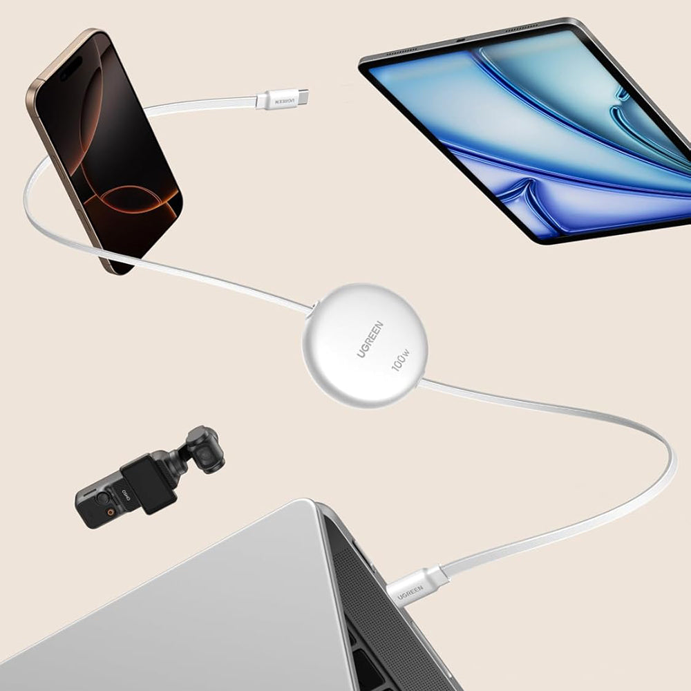 Câble de Données et de Charge USB-C - USB-C UGREEN L531, 100W, 1m, Blanc