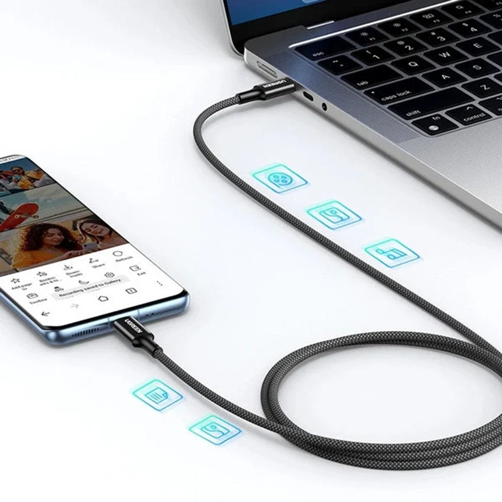 Câble de Données et de Charge USB-C - USB-C UGREEN US557 (15267), 100W, 1m, Blanc