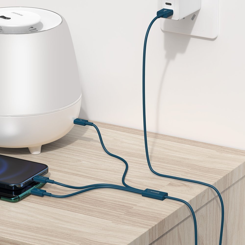 Câble de charge USB-A - Lightning / microUSB / USB-C Baseus Superior 3in1 Series, 20W, 1.5m, Bleu CAMLTYS-03