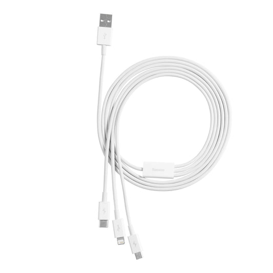 USB-A - Lightning / microUSB / USB-C Ladekabel Baseus Superior 3in1 Serie, 20W, 0.5m, Weiß