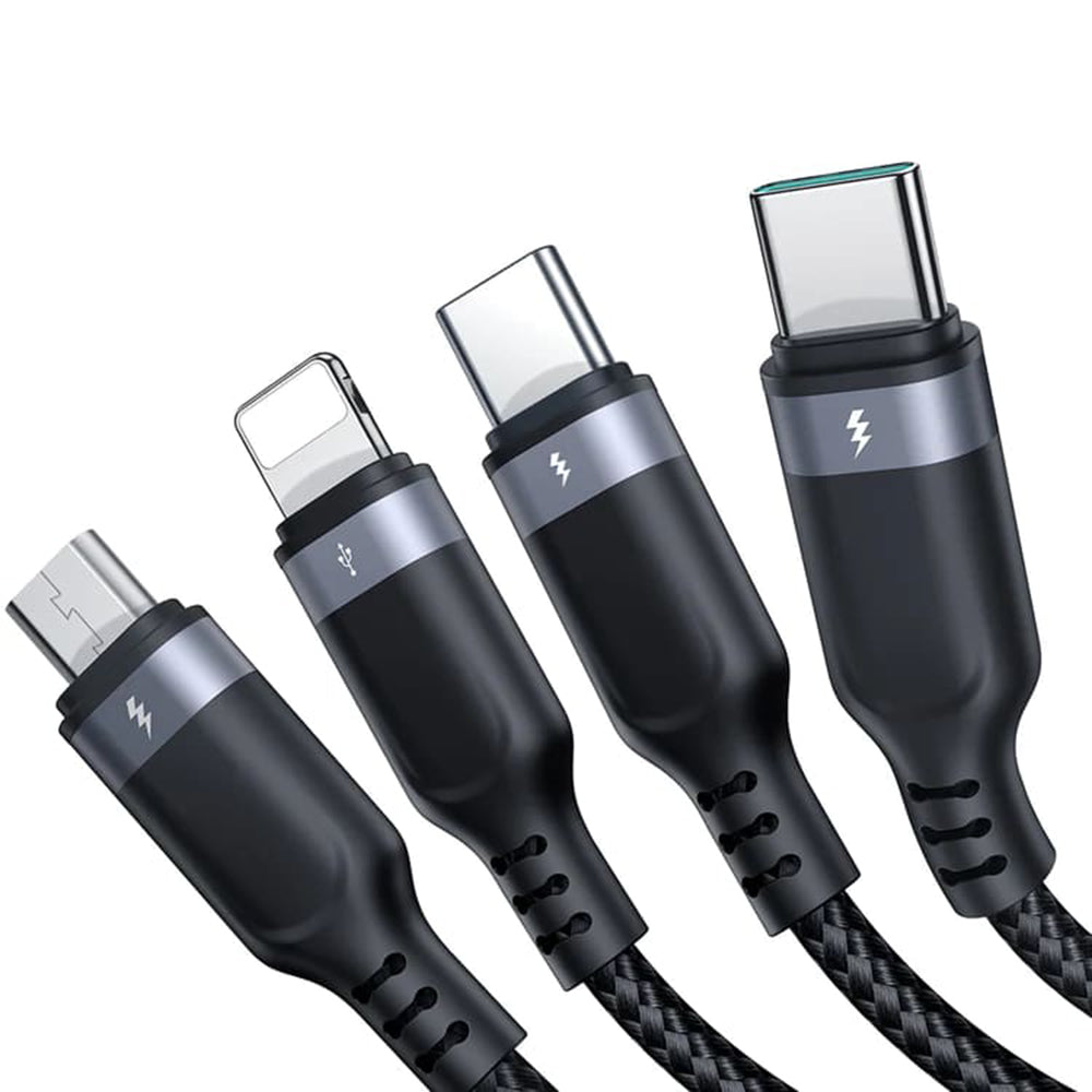 Câble de charge USB-A - Lightning / microUSB / 2 x USB-C Joyroom S-1T4018A18 4in1, 20W, 1.2m, Noir