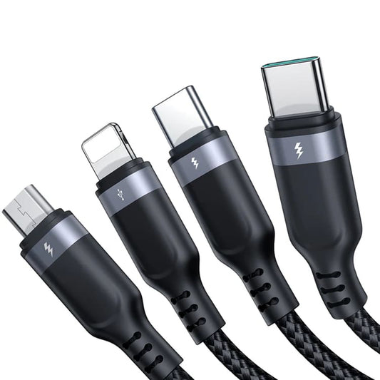 USB-A - Lightning / microUSB / 2 x USB-C Ladekabel Joyroom S-1T4018A18 4in1, 20W, 1.2m, Schwarz