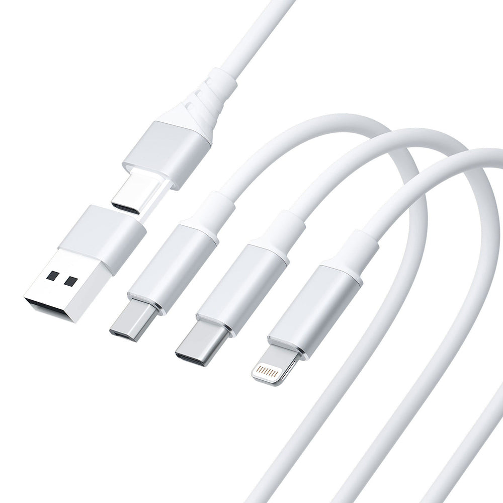 3MK Hyper 3in1 Ladekabel 1.5m | USB-A/C auf Lightning/microUSB/USB-C | Weiß