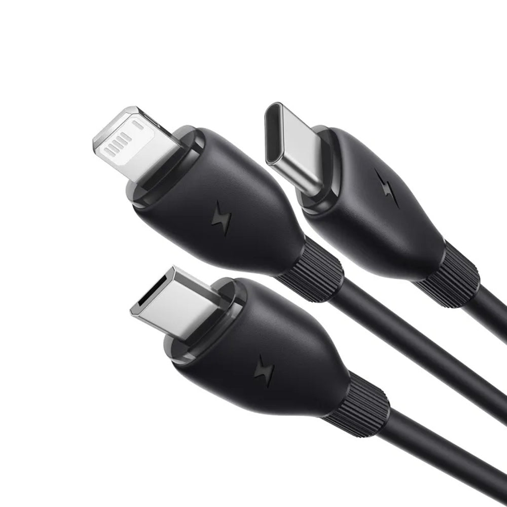 Câble de charge USB-A - Lightning / microUSB / USB-C Baseus Ultra Fast 3en1, 18W, 0,8m, Noir P10377501111-00