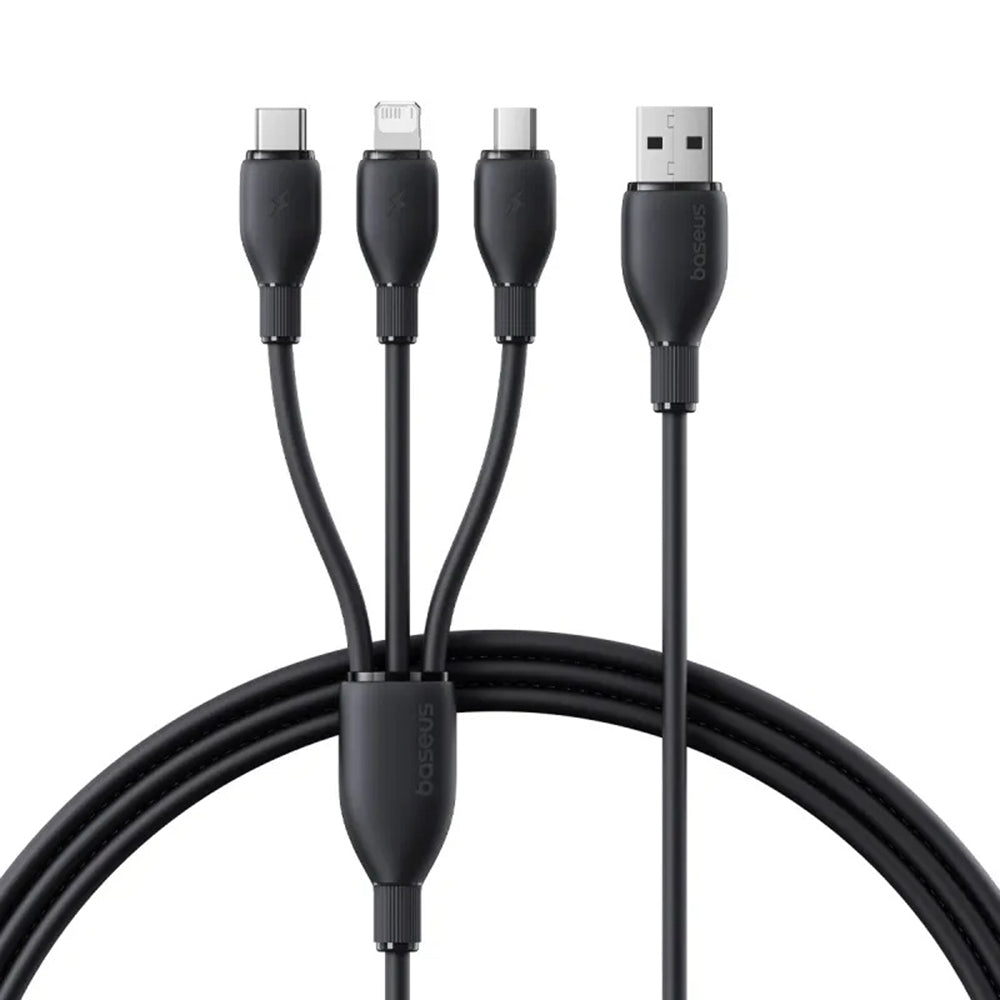 Câble de charge USB-A - Lightning / microUSB / USB-C Baseus Ultra Fast 3en1, 18W, 0,8m, Noir P10377501111-00
