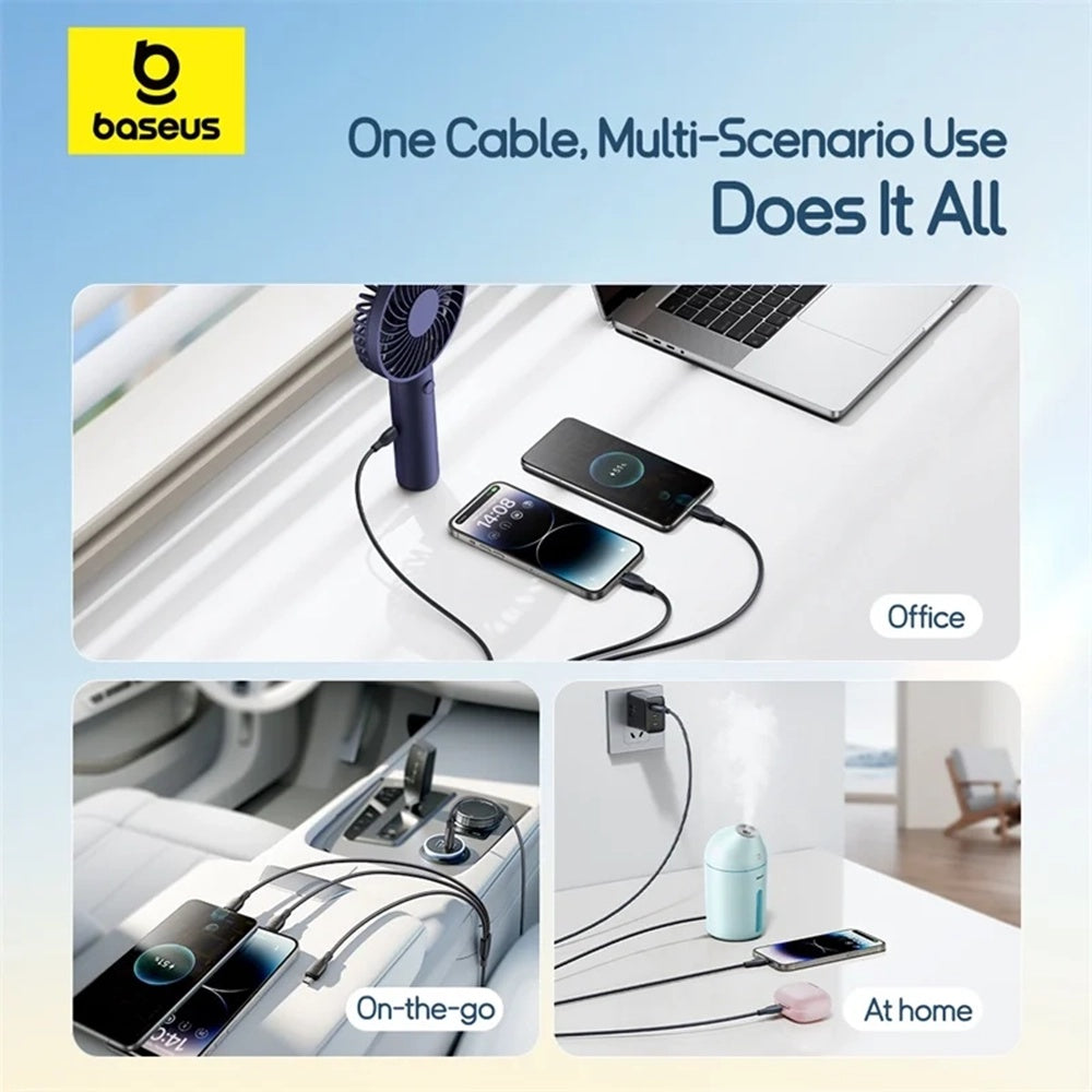 Câble de charge USB-A - Lightning / microUSB / USB-C Baseus Ultra Fast 3en1, 18W, 0,8m, Noir P10377501111-00