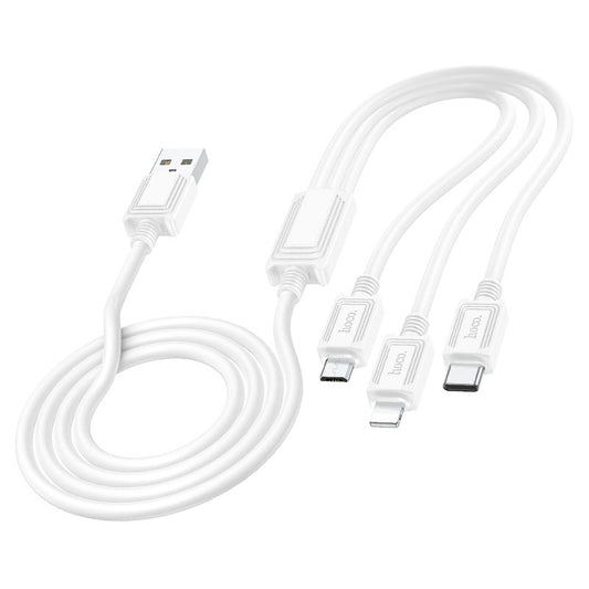 Ladekabel USB-A - Lightning / microUSB / USB-C HOCO X74 3in1, 18W, 1m, Weiß