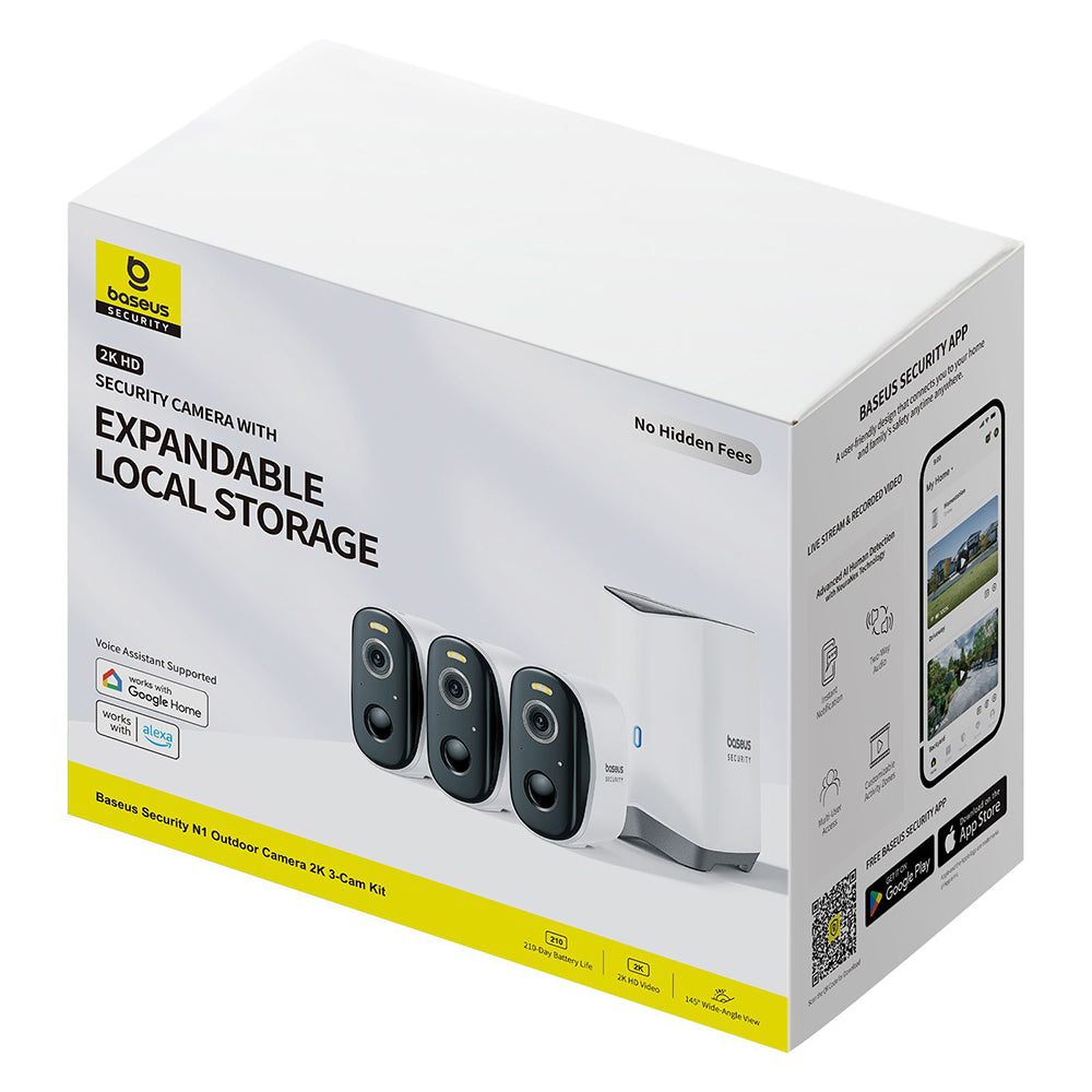 Baseus N1 Überwachungskamera, Wi-Fi, 2K, IP67, Außenbereich, Set 3 Stück S0TW022131