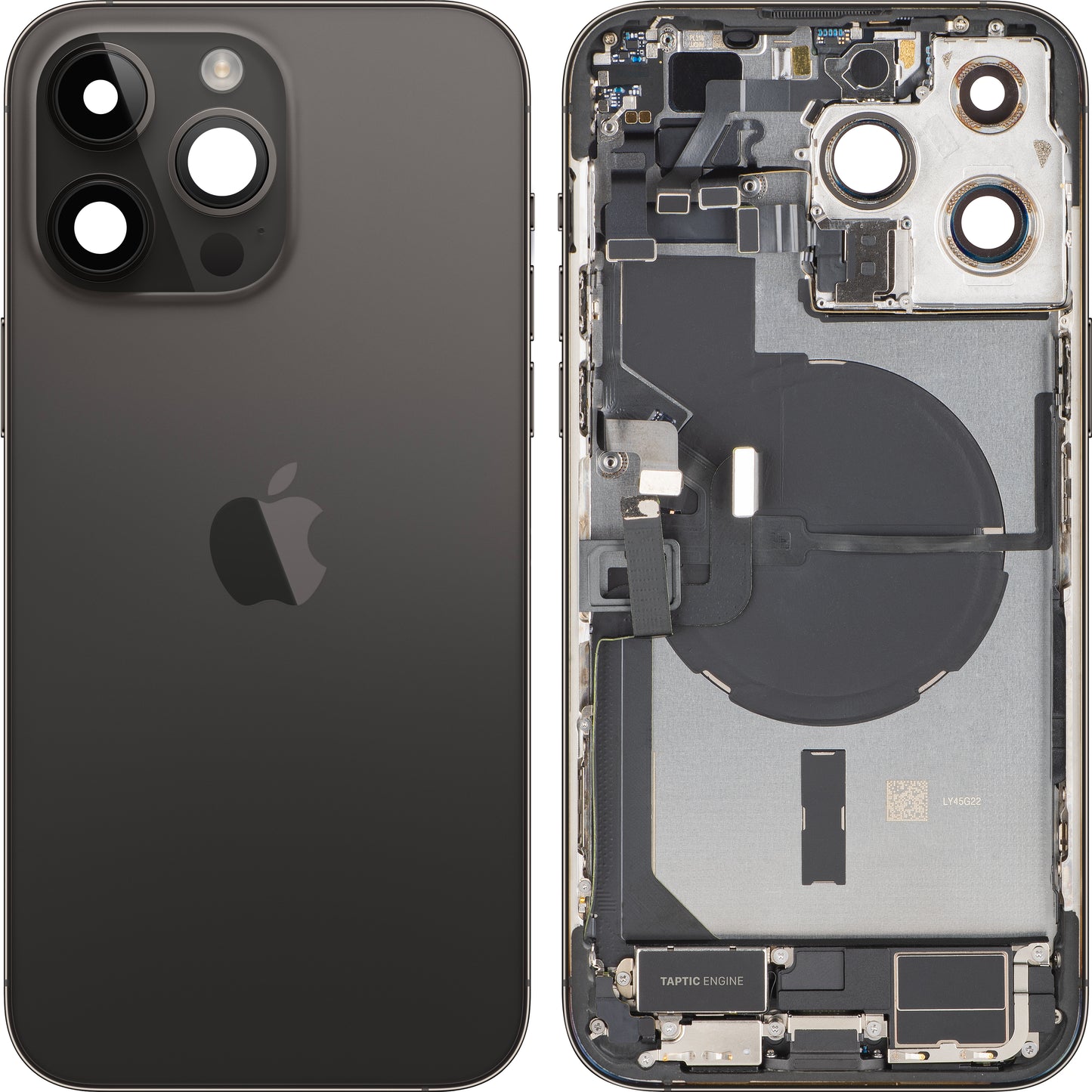 Couvercle de batterie Apple iPhone 14 Pro Max, avec boîtier intermédiaire, toutes pièces incluses, Noir (Space Black), Échange