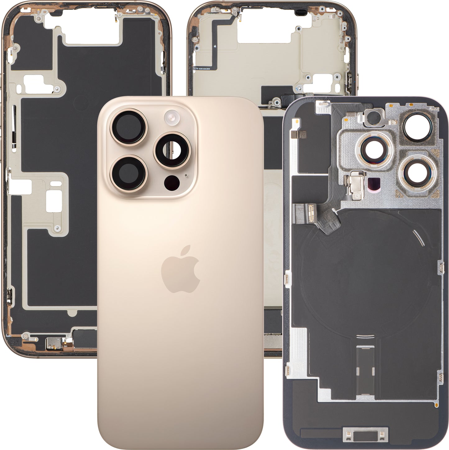 Couvercle de batterie Apple iPhone 16 Pro, avec boîtier intermédiaire, toutes pièces incluses, Doré (Titanium Désert), Échange