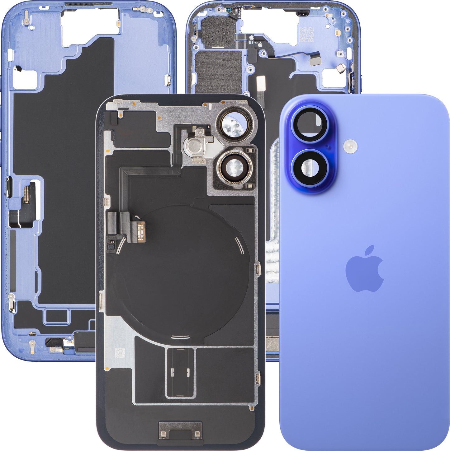 Apple iPhone 16 Batteriedeckel, mit Mittelgehäuse, Vollständige Teile, Blau (Ultramarin), Swap