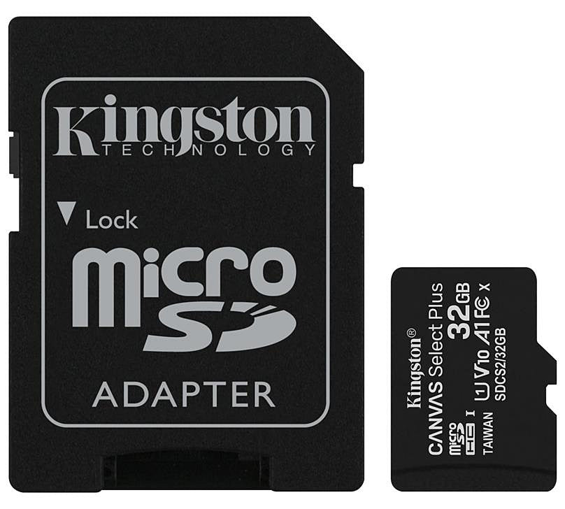 Speicherkarte microSDHC Kingston Canvas Select Plus Android A1, 32Gb, Klasse 10 / UHS-1 U1, mit SDCS2/32GB Adapter