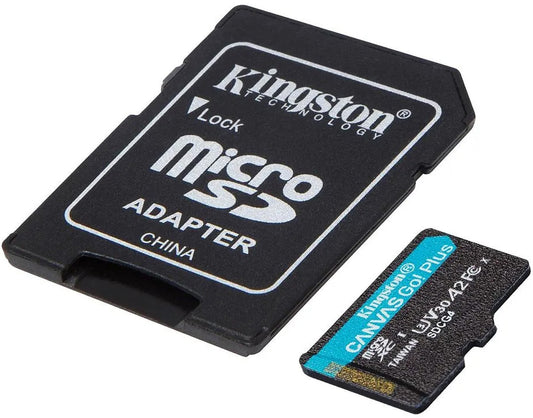 Carte mémoire microSDXC Kingston Canvas Go Plus Android A2, 64Gb, Classe 10 / UHS-1 U3, Avec Adaptateur SDCG4/64GB