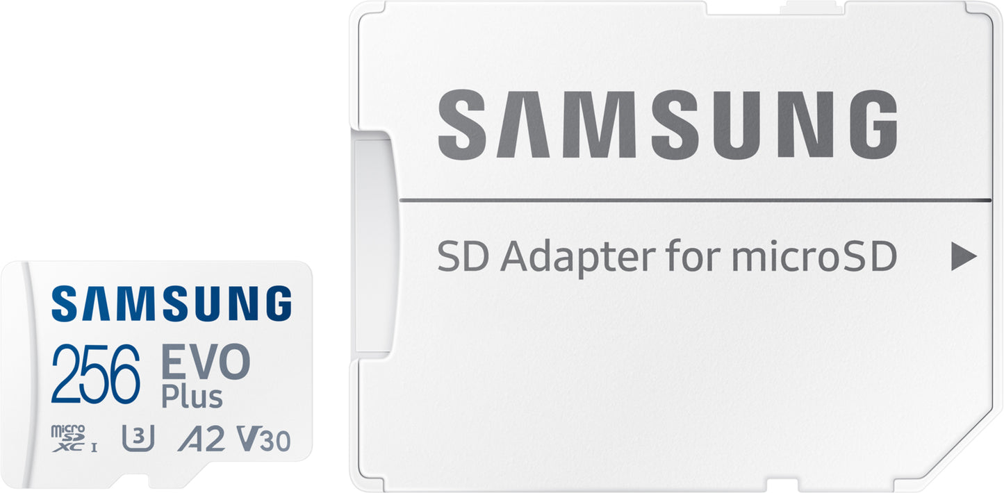 Samsung Evo Plus microSDXC Speicherkarte, 256Gb, Klasse 10 / UHS-1 U3, mit Adapter MB-MC256SA/EU