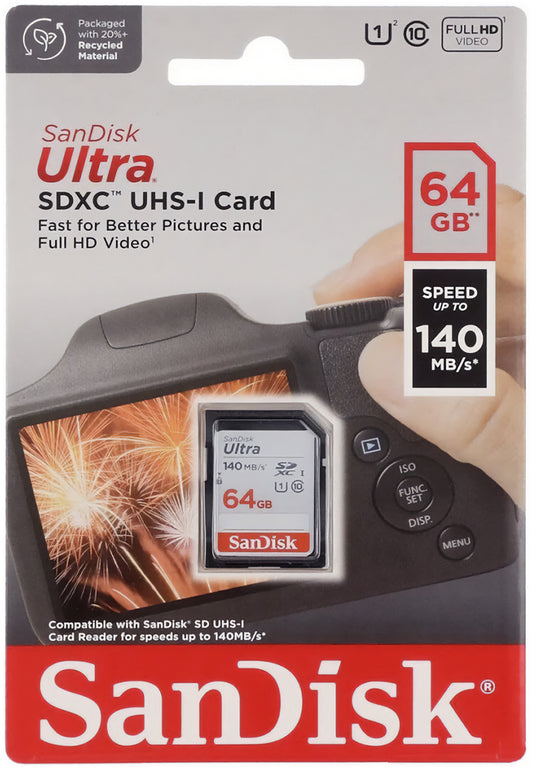 Carte mémoire SDXC SanDisk Ultra, 64Gb, Classe 10 / UHS-1 U1 SDSDUNB-064G-GN6IN