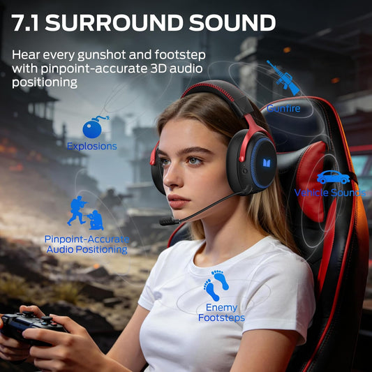 Wireless Gaming Headphones Monster Mission 350, BT / Wi-Fi / Wired, Black