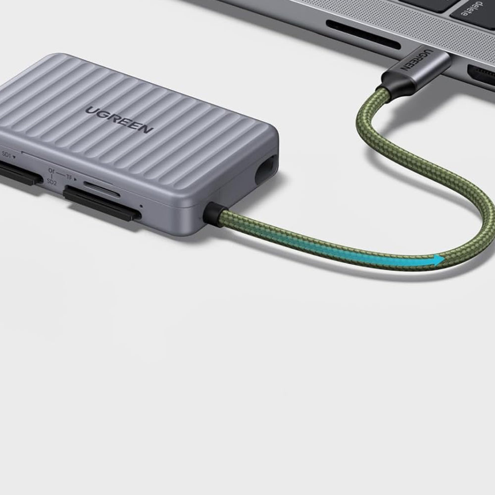 Lecteur de carte USB-C avec organisateur UGREEN 55886, 2 x SD - microSD, Gris