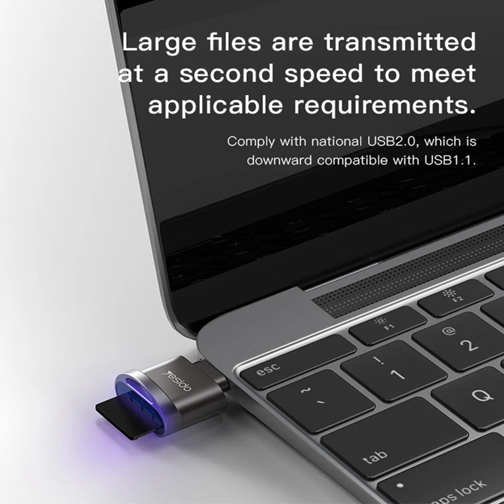 USB-C Kartenleser Yesido GS19, microSD, Grau