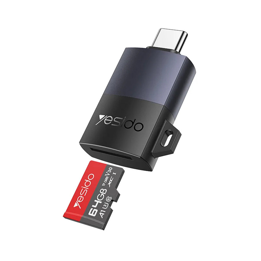 Lecteur de carte USB-C Yesido GS37, microSD, Noir