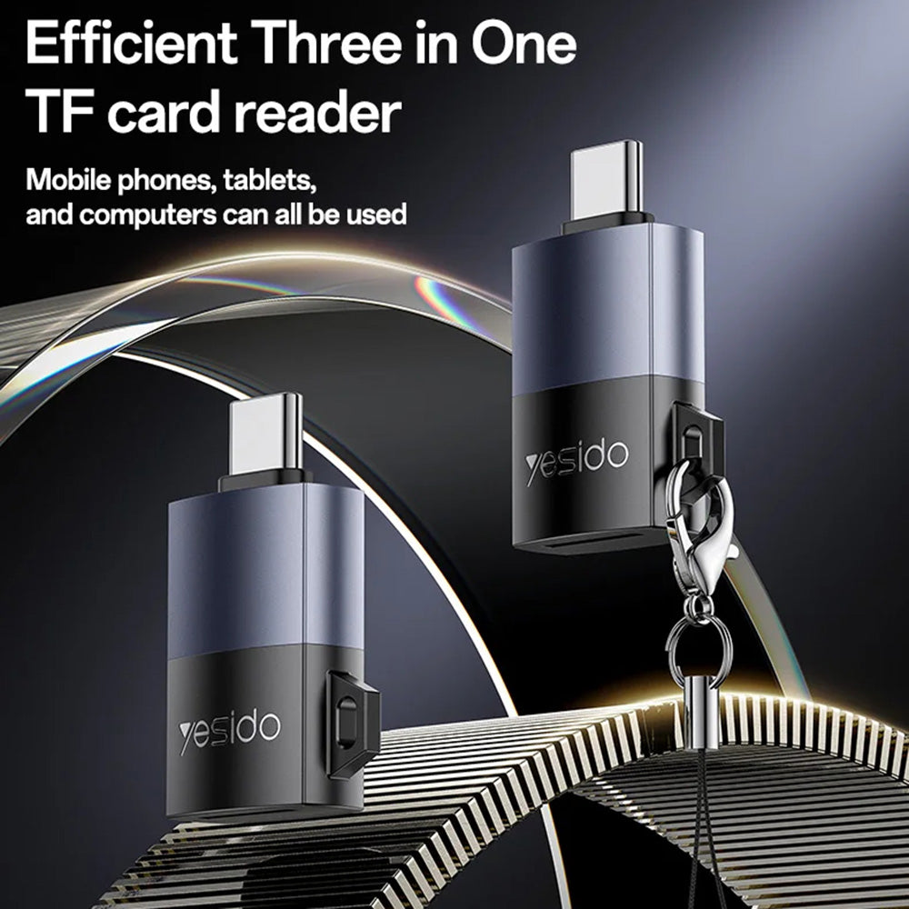 Lecteur de carte USB-C Yesido GS37, microSD, Noir