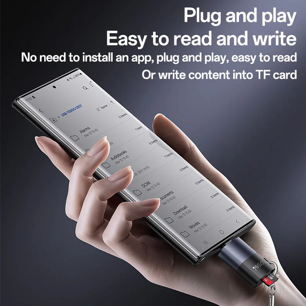 Lecteur de carte USB-C Yesido GS37, microSD, Noir