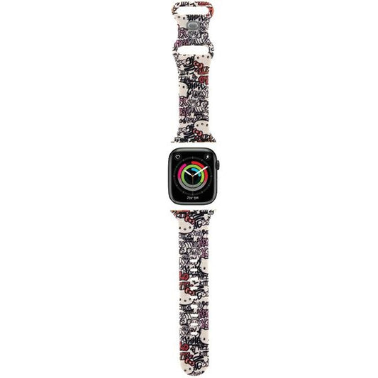 Hello Kitty Silikonarmband Graffiti Tags für Apple Watch 42mm / 41mm / 40mm / 38mm Serie, Beige