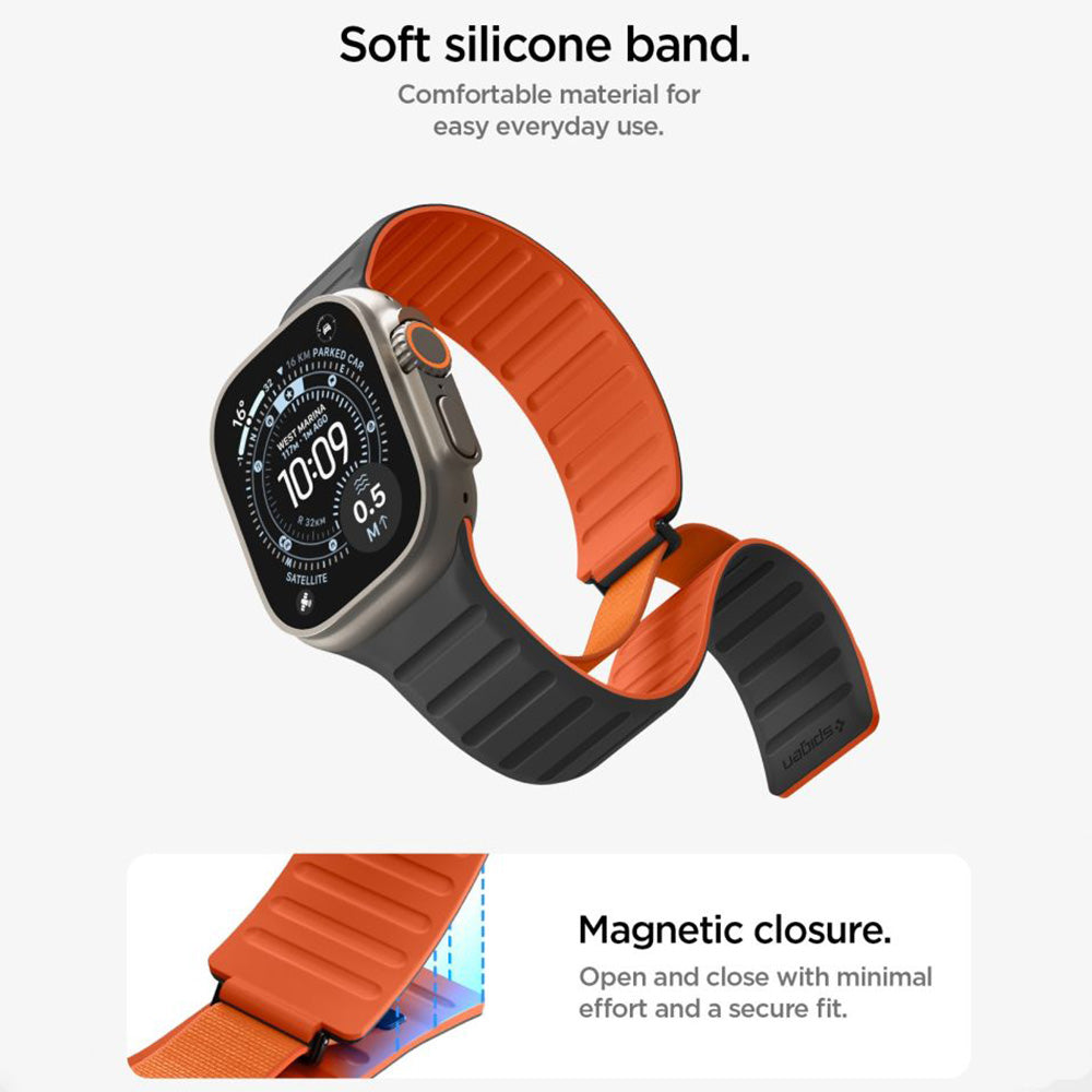 Spigen Athlex Air M Armband für Apple Watch 49mm / 46mm / 45mm / 44mm Serie, Schwarz Orange AMP11534
