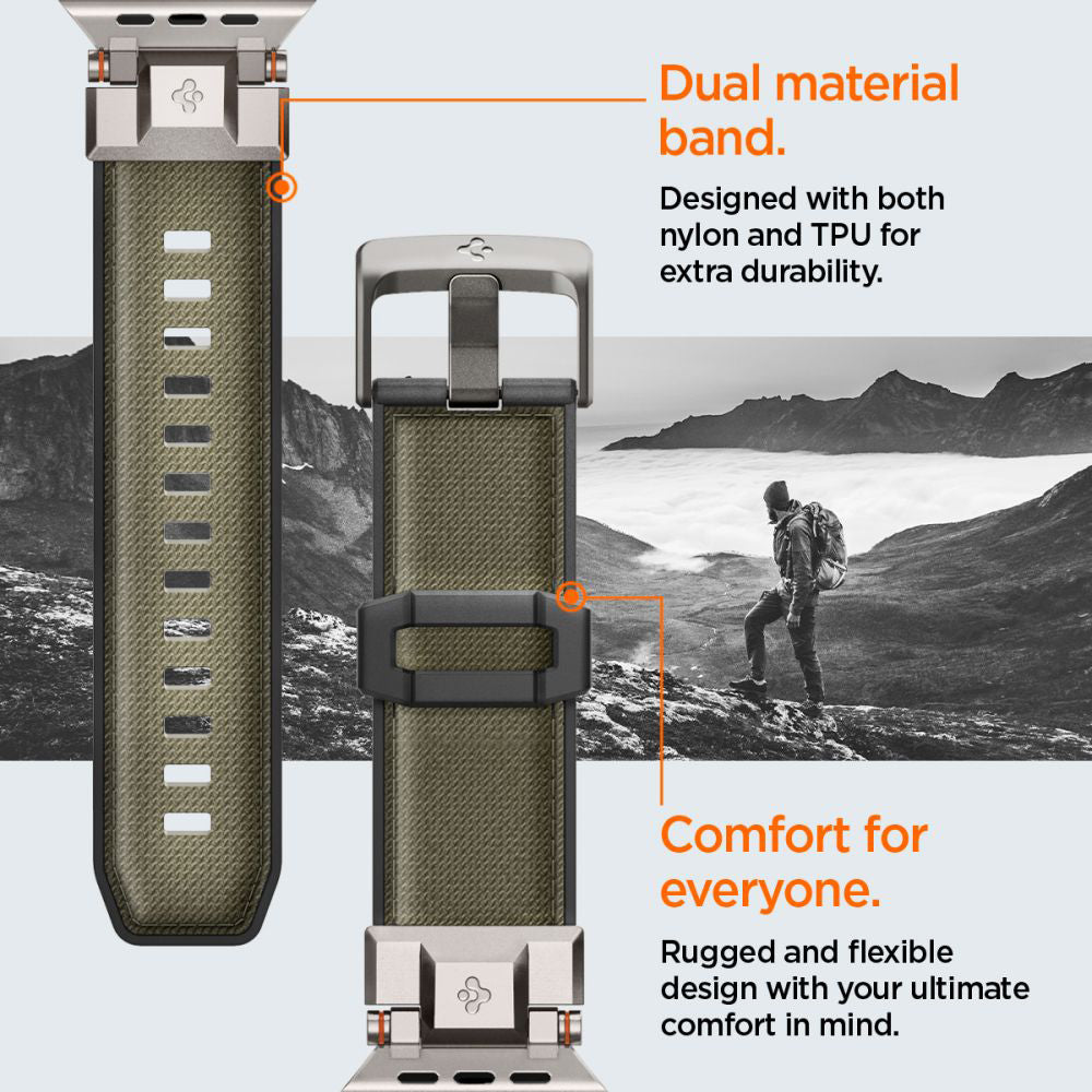 Spigen DuraPro Armor Gurt für Apple Watch 49mm / 46mm / 45mm / 44mm / 42mm Serie, Grün AMP09102
