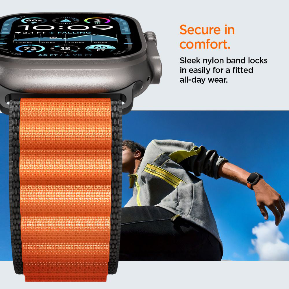 Spigen WBF1 Armband für Apple Watch 49mm / 46mm / 45mm / 44mm Serie, Schwarz Orange AMP10145
