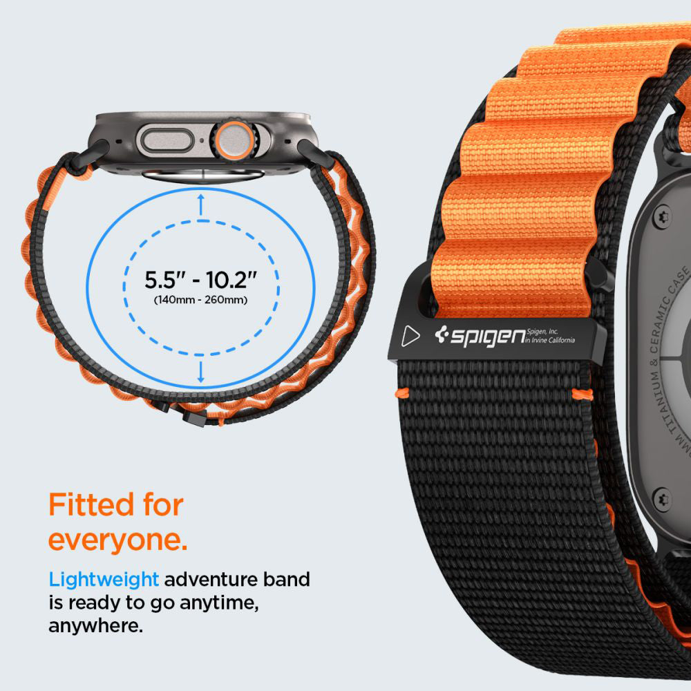 Spigen WBF1 Armband für Apple Watch 49mm / 46mm / 45mm / 44mm Serie, Schwarz Orange AMP10145