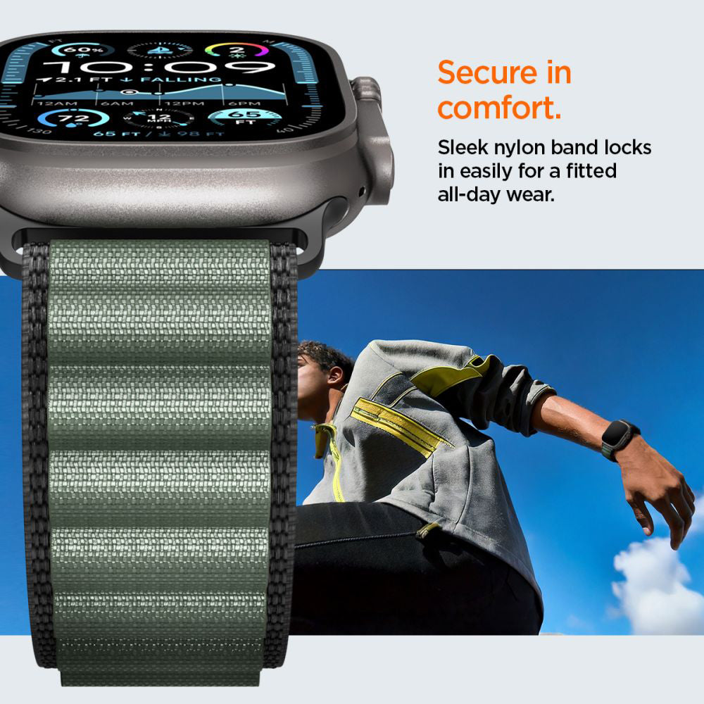 Spigen WBF1 Armband für Apple Watch 49mm / 46mm / 45mm / 44mm Serie, Schwarz Grün AMP10223