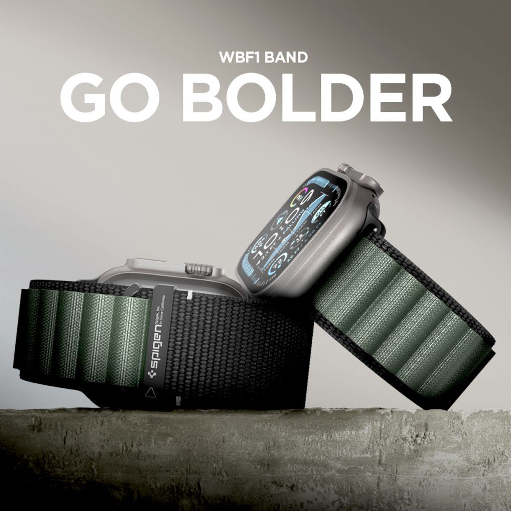 Spigen WBF1 Armband für Apple Watch 49mm / 46mm / 45mm / 44mm Serie, Schwarz Grün AMP10223