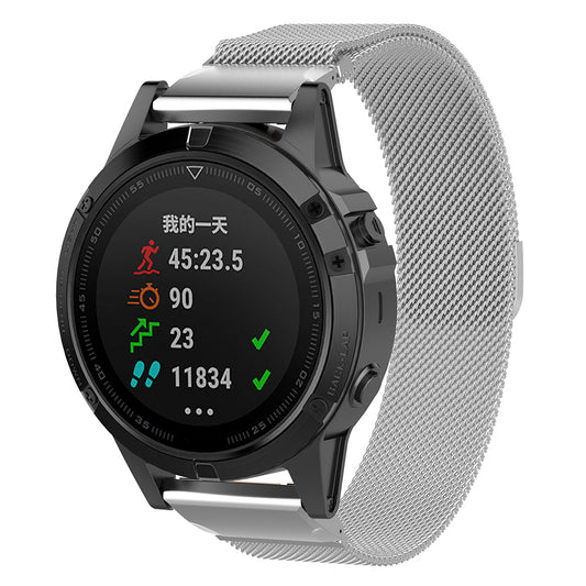 Techsuit W009 Armband für Garmin Instinct / Approach / Fenix Watch Series, 20mm, Silber