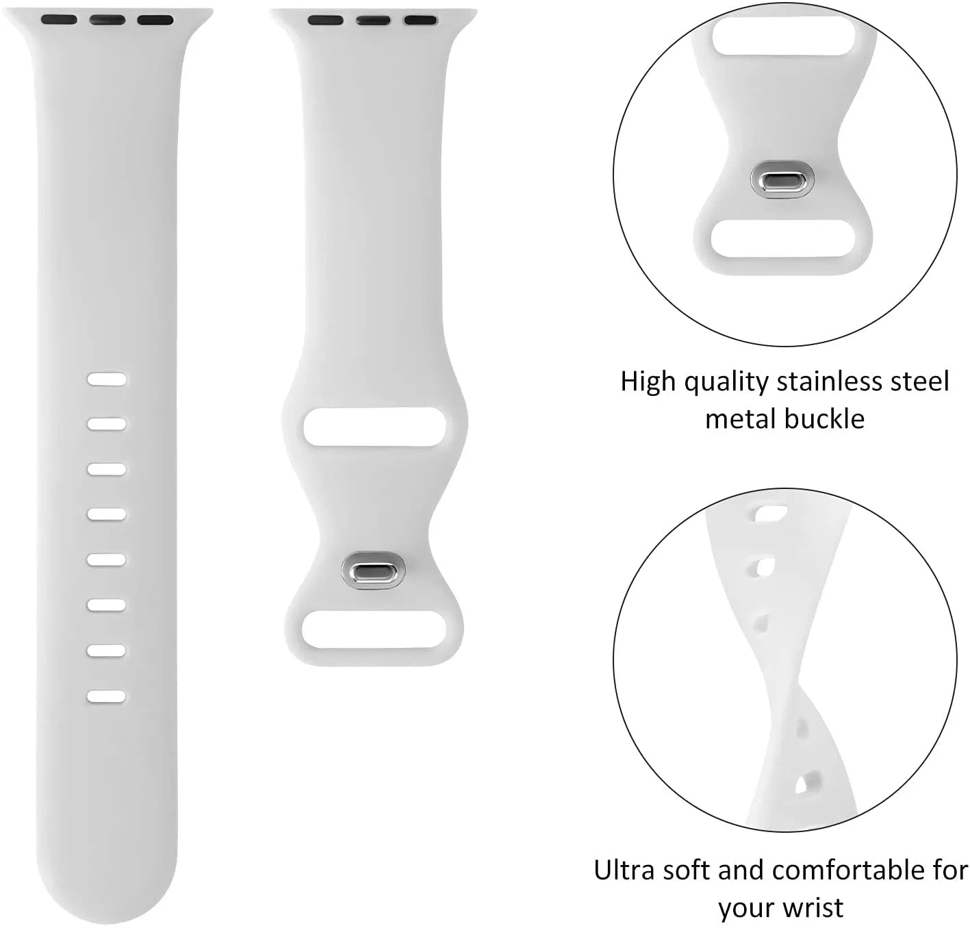 Bracelet Techsuit W031 pour Apple Watch 42mm / 41mm / 40mm / 38mm Series, Gris