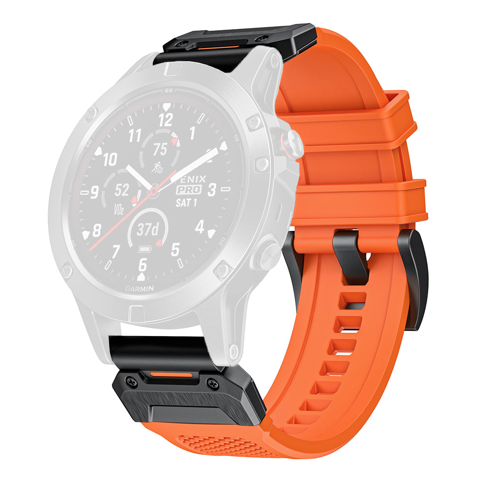 Techsuit W068 Armband für Garmin Watch Fenix / Forerunner / Approach Series, 22mm, Schwarz Orange