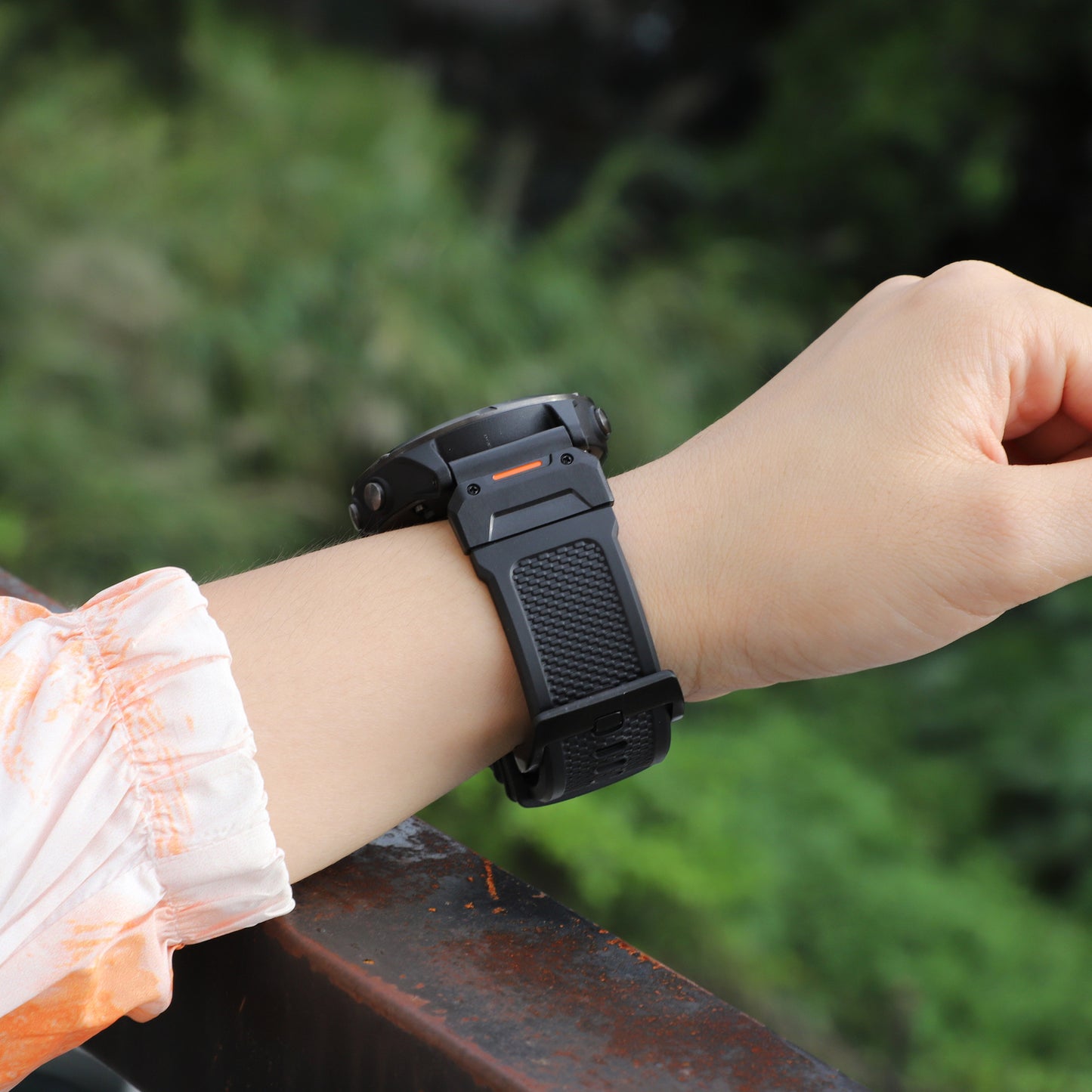 Techsuit W068 Armband für Garmin Watch Fenix / Forerunner / Approach Series, 22mm, Schwarz Orange