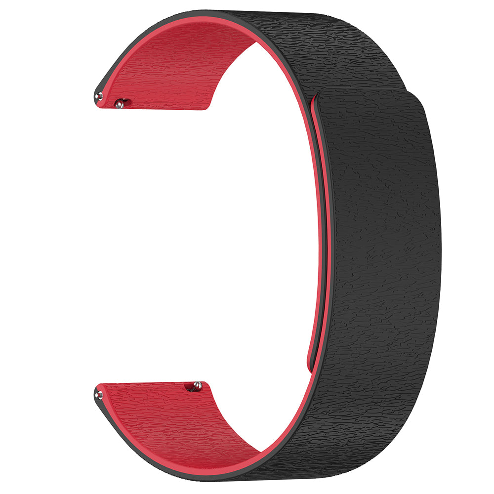 Techsuit W074 Armband für Huawei Watch / Garmin Watch Series, 18mm, Schwarz Rot