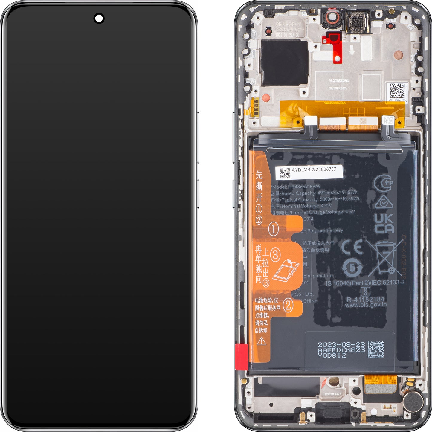 Touchscreen-Display Honor 90, mit Rahmen und Akku, Midnight Black, Service Pack 0235AGDN