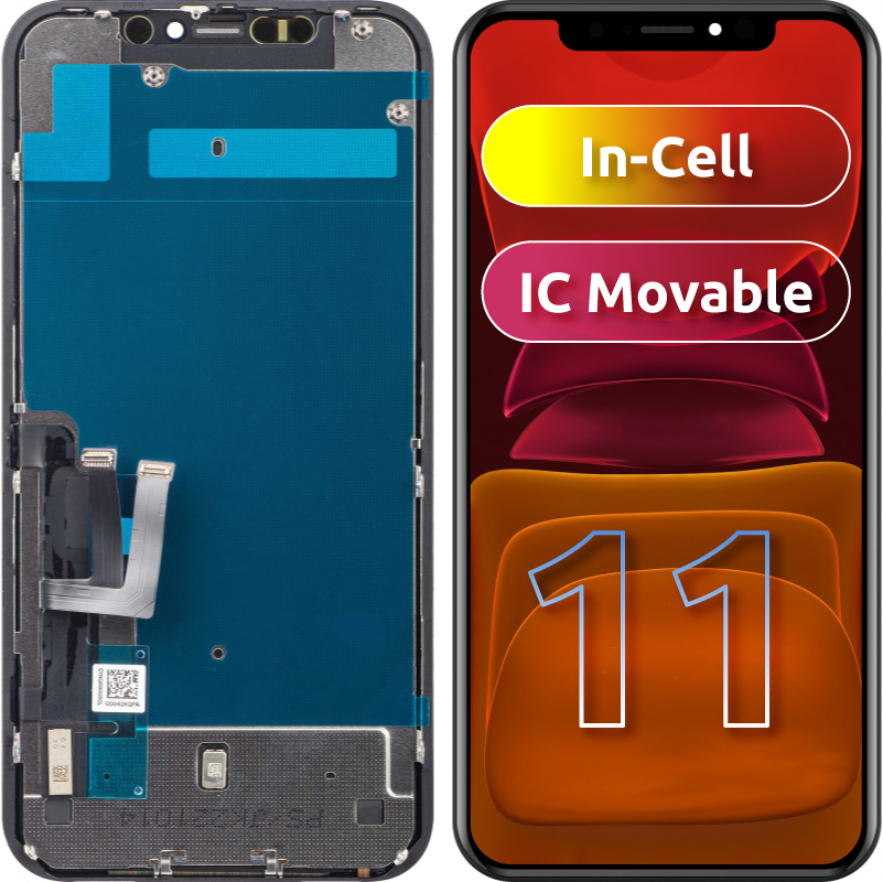 Écran tactile JK pour Apple iPhone 11, avec cadre, version In-Cell LCD, noir