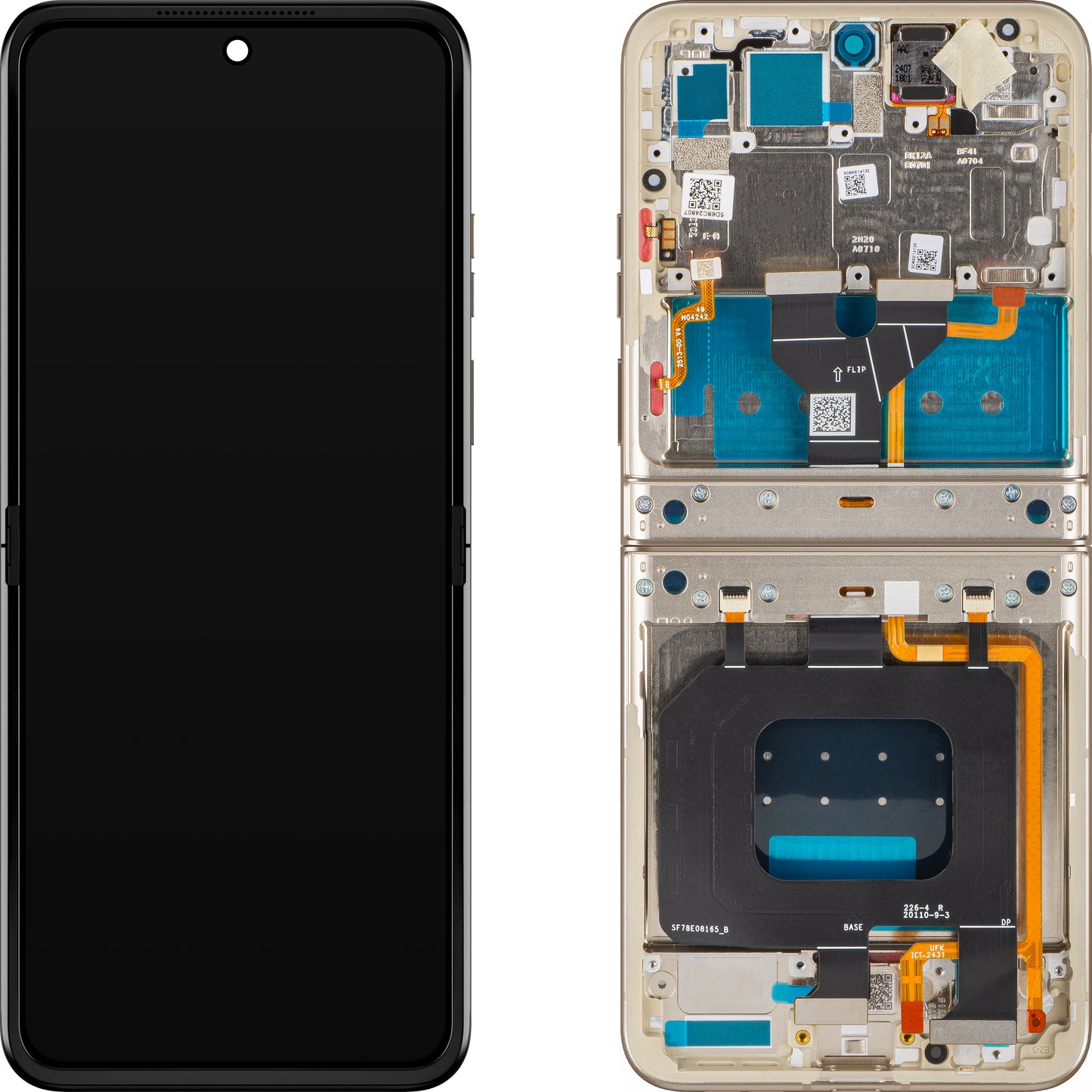 Display mit Touchscreen Motorola Razr 2024 / Razr 50, mit Rahmen, Unter Inner, Creme (Bimsstein), Service Pack 5D68C24807