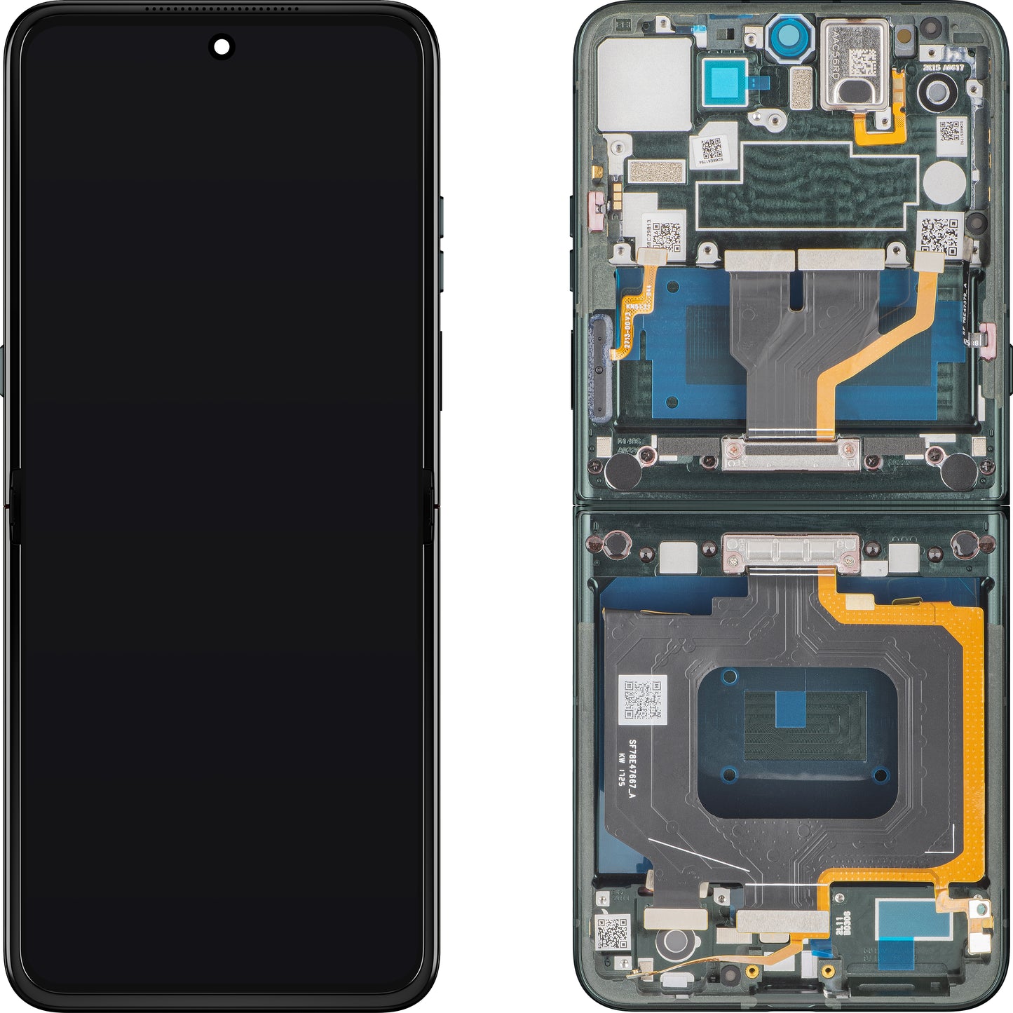 Écran tactile Motorola Razr 60 Ultra, avec cadre, sous Inner, vert (Pantone Scarab), pack de service 5D68C30088