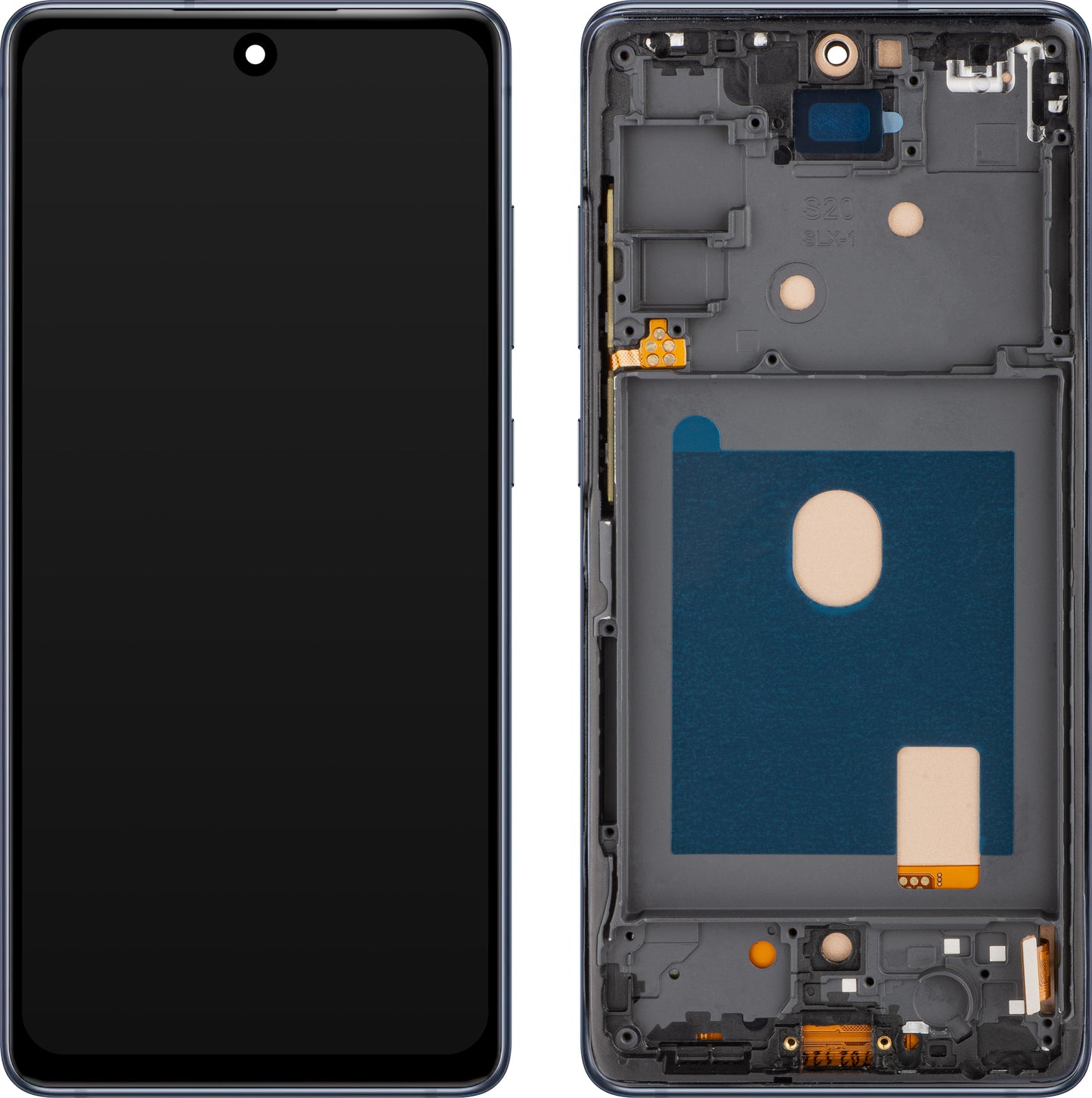 Display mit Touchscreen MP kompatibel mit Samsung Galaxy S20 FE G780, mit Rahmen, Marineblau