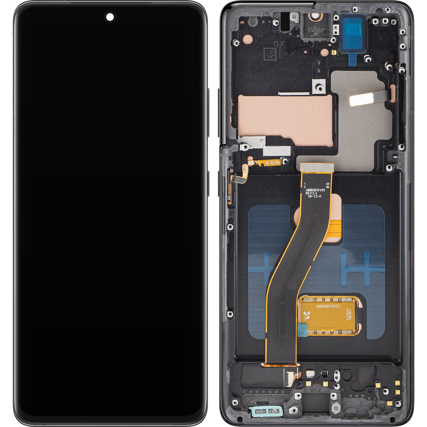 Écran avec Touchscreen MP compatible avec Samsung Galaxy S21 Ultra 5G G998, avec Cadre, Version OLED, Noir