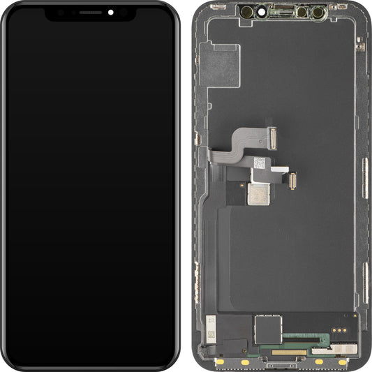 Écran avec Touchscreen MP compatible avec Apple iPhone X, avec Cadre, Version Soft OLED FHD, Noir