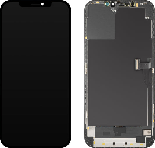 Écran avec écran tactile MP compatible avec Apple iPhone 12 Pro Max, avec cadre, Version OLED Diagnostic, Noir