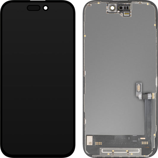 Écran tactile MP compatible avec Apple iPhone 16, avec cadre, version Soft OLED FHD 120Hz IC Movable, Noir